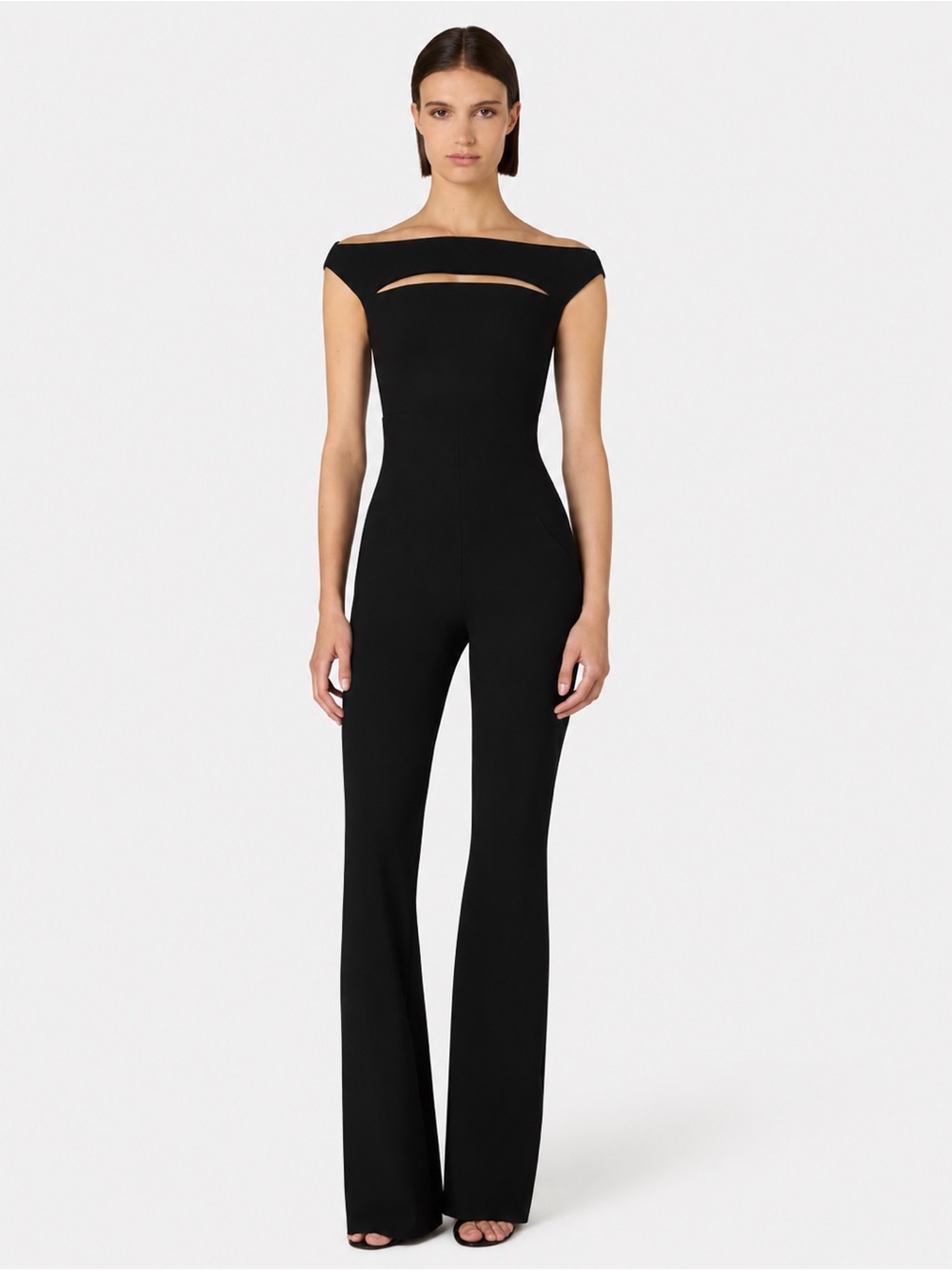 Chiara Boni | $749 Black Off-Shoulder Flare Rebecca Jumpsuit ~ 44 US 8